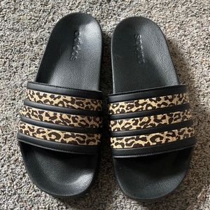 Adidas Leopard slip on sandals size 9